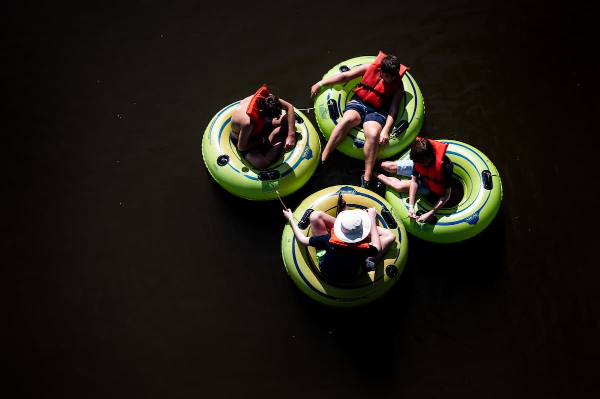 River tubing with 4 tubes on the Cape Fear River Adventures in Lillington, NC