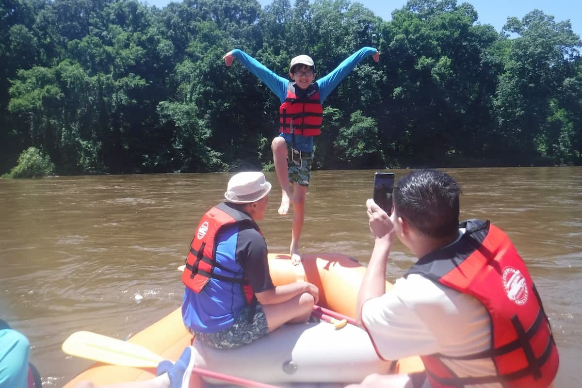 Family rafting on the Cape Fear River in Lillington, NC