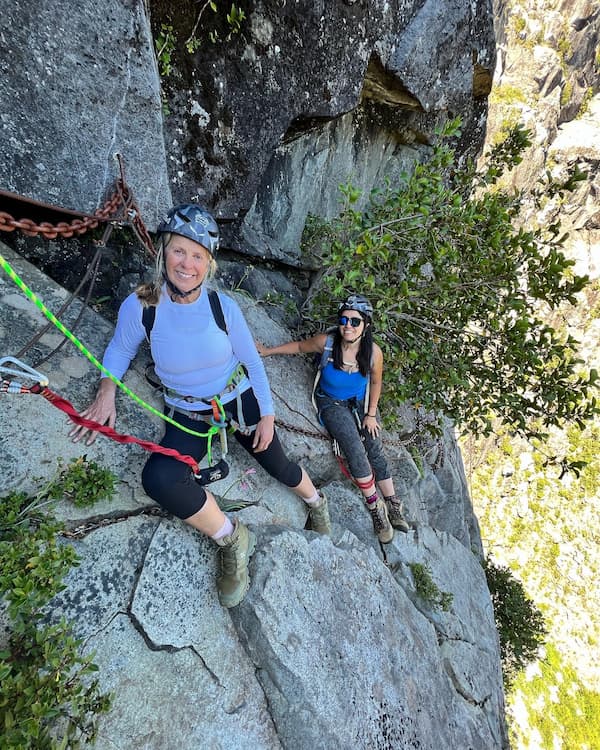 Ladies climbing mountain near Pucón, Chile