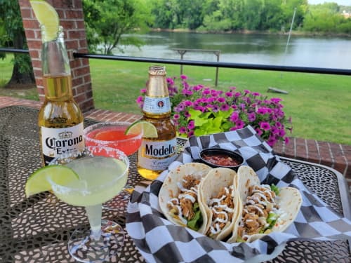 Tacos on patio at Lost Paddle Tavern in lillington, NC