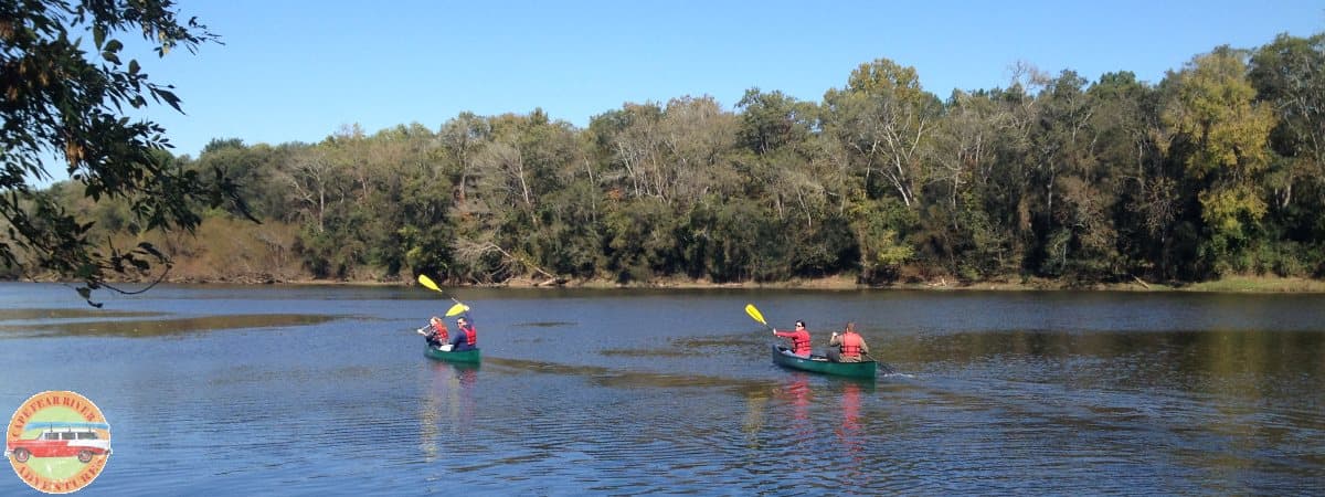 Rental canoes from Cape Fear River Adventures on the river in Lillington, NC