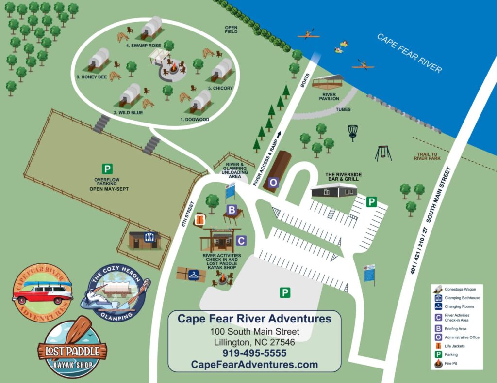 Property map of Cape Fear River Adventures and The Cozy Heron Glamping